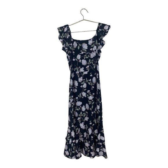 J.O.A. Eugenia Black Floral Print Off-the-Shoulder Midi Dress - Picture 6 of 8